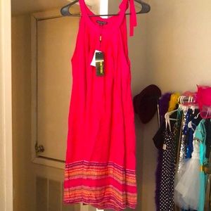 Beautiful pink linen blend dress by For Cynthia.